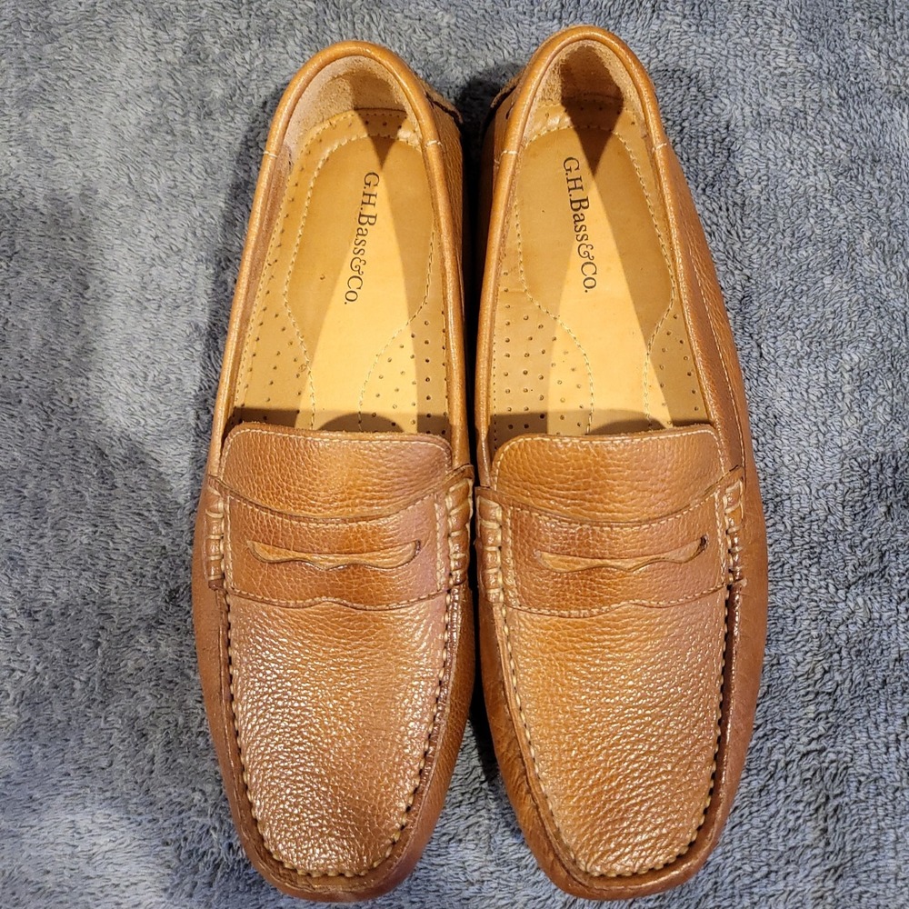 GH Bass Monte Mens Penny Loafer Brown 9.5 Medium Drivers Leather EXCELLENT - Picture 3 of 9